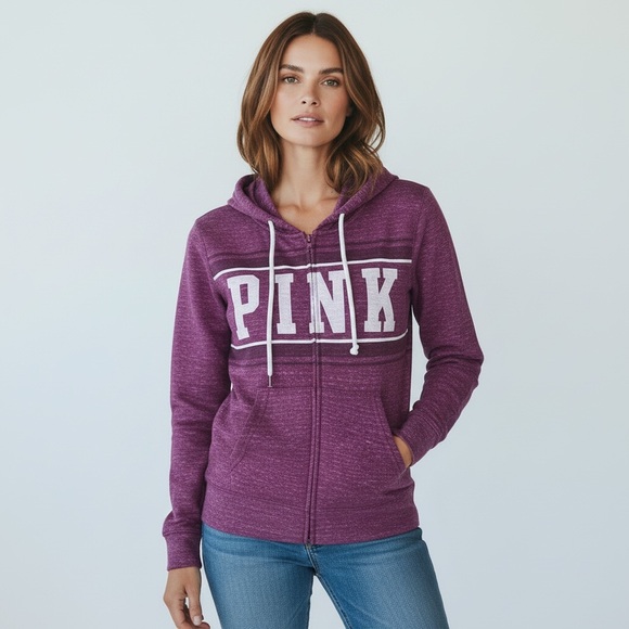 PINK Victoria's Secret Jackets & Blazers - PINK Victoria’s Secret * HTF * Plum Purple Hoodie Hooded Jacket XS Lingonberry